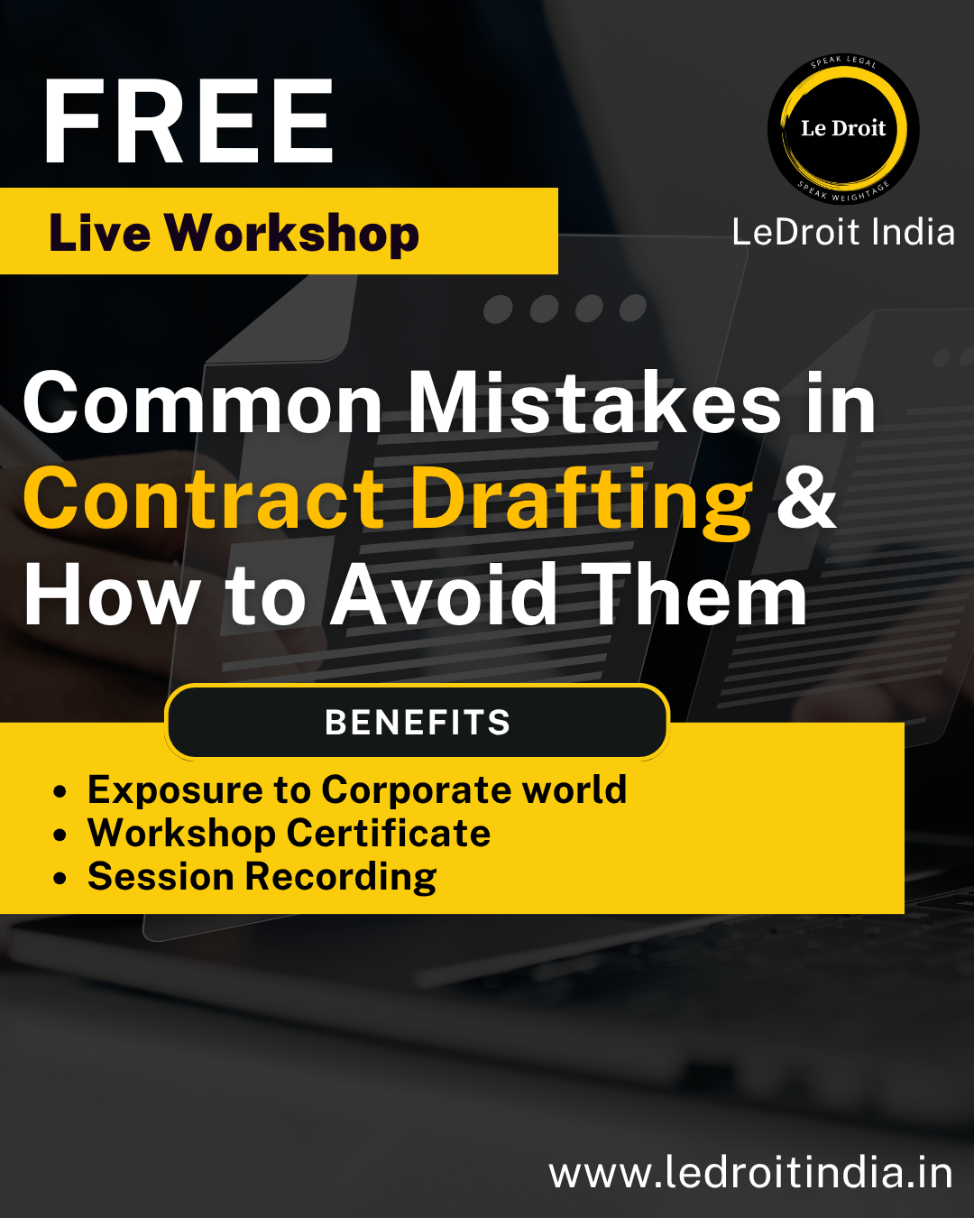 Contract Drafting and Common Mistakes in Drafting a Contract – and How to Avoid Them!-Free Legal Webinar